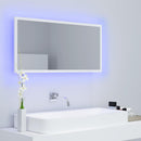badeværelsesspejl med LED-lys 90x8,5x37 cm akryl hvid