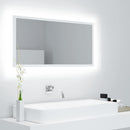 badeværelsesspejl med LED-lys 90x8,5x37 cm akryl hvid