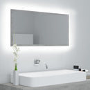 badeværelsesspejl med LED-lys 90x8,5x37 cm akryl betongrå