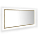 badeværelsesspejl med LED-lys 100x8,5x37 cm akryl sonoma-eg