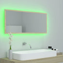 badeværelsesspejl med LED-lys 100x8,5x37 cm akryl sonoma-eg