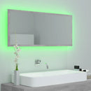 badeværelsesspejl med LED-lys 100x8,5x37 cm akryl betongrå