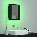 badeværelsesskab m. spejl og LED-lys 40x12x45 cm akryl sort