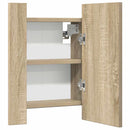 badeværelsesskab m. spejl og LED-lys 40x12x45cm akryl sonoma-eg
