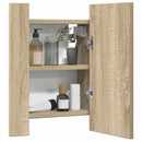 badeværelsesskab m. spejl og LED-lys 40x12x45cm akryl sonoma-eg