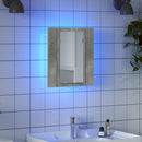 badeværelsesskab m. spejl og LED-lys 40x12x45 cm akryl betongrå