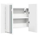 badeværelsesskab m. spejl og LED-lys 60x12x45 cm akryl hvid