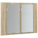 badeværelsesskab m. spejl og LED-lys 60x12x45cm akryl sonoma-eg