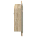 badeværelsesskab m. spejl og LED-lys 60x12x45cm akryl sonoma-eg