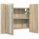 badeværelsesskab m. spejl og LED-lys 60x12x45cm akryl sonoma-eg