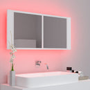 badeværelsesskab med LED-lys 100x12x45 cm akryl hvid