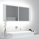 badeværelsesskab med LED-lys 100x12x45 cm akryl hvid
