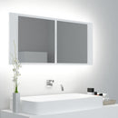 badeværelsesskab med LED-lys 100x12x45 cm akryl hvid