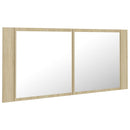 badeværelsesskab m. spejl og LED-lys 100x12x45 akryl sonoma-eg