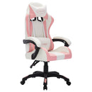 gamingstol med LED-lys RGB-farver kunstlæder pink og sort