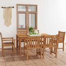 7-delt havespisesæt 150x90 cm massivt teaktræ