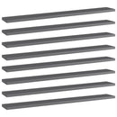 boghylder 8 stk. 80x10x1,5 cm konstrueret træ grå højglans