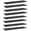 boghylder 8 stk. 100x30x1,5 cm konstrueret træ sort højglans