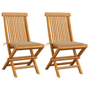 havestole med beige hynder 2 stk. massivt teaktræ