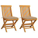 havestole med beige hynder 2 stk. massivt teaktræ