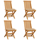 havestole med beige hynder 4 stk. massivt teaktræ