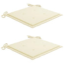 havestole 2 stk. med cremefarvede hynder massivt teaktræ