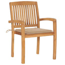 havestole 2 stk. med beige hynder massivt teaktræ