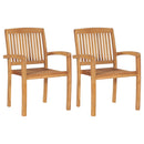 havestole 2 stk. med grønne hynder massivt teaktræ