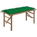 foldbar havebænk med hynde 118 cm bambus