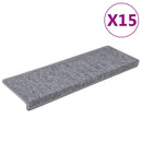 trappemåtter 15 stk. 65x21x4 cm lysegrå rektangulær kant