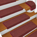 trappemåtter 15 stk. 65x21x4 cm bordeaux rektangulær kant