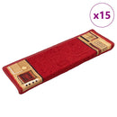 15 stk. trappemåtter 65x21x4 cm selvklæbende rød