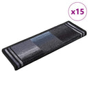 selvklæbende trappemåtter 15 stk. 65x21x4 cm sort og grå