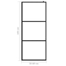 brusevæg 80x195 cm klart sikkerhedsglas sort