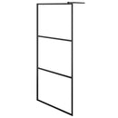 brusevæg 90x195 cm klart sikkerhedsglas sort