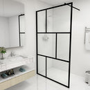 brusevæg med hærdet glas 115x195 cm sort