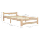 sengestel 100x200 cm massivt fyrretræ