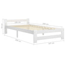 Sengeramme uden madras massivt fyrretræ 100x200 cm hvid
