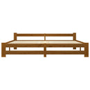 sengeramme 200x200 cm massivt fyrretræ gyldenbrun