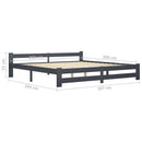 sengeramme uden madras massivt fyrretræ 200x200 cm mørkegrå