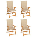 havestole 4 stk. med beige hynder massivt teaktræ