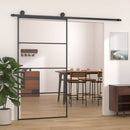 skydedør 102,5x205 cm aluminium og sikkerhedsglas sort