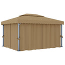 pavillon med gardin 4x3 m aluminium gråbrun