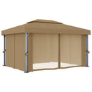 pavillon med gardin 4x3 m aluminium gråbrun