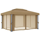 pavillon med gardin 4x3 m aluminium gråbrun