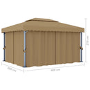 pavillon med gardin 4x3 m aluminium gråbrun