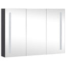 badeværelsesskab med spejl + LED-lys 89x14x62 cm
