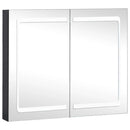 badeværelsesskab med spejl + LED-lys 80x12,2x68 cm