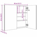 badeværelsesskab med spejl + LED-lys 80x12,2x68 cm