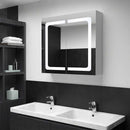 badeværelsesskab med spejl + LED-lys 80x12,2x68 cm